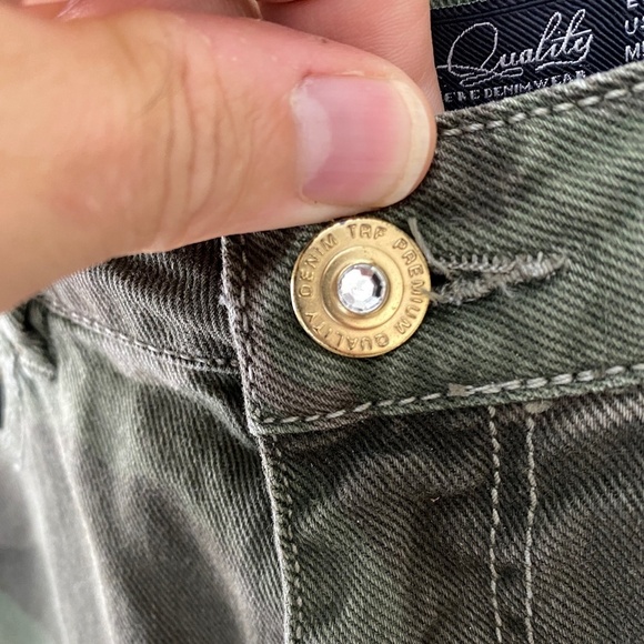 Zara Trafaluc Women's Denim Camouflage Skinny Jeans 8 Studded Accents Stretch - Picture 7 of 16